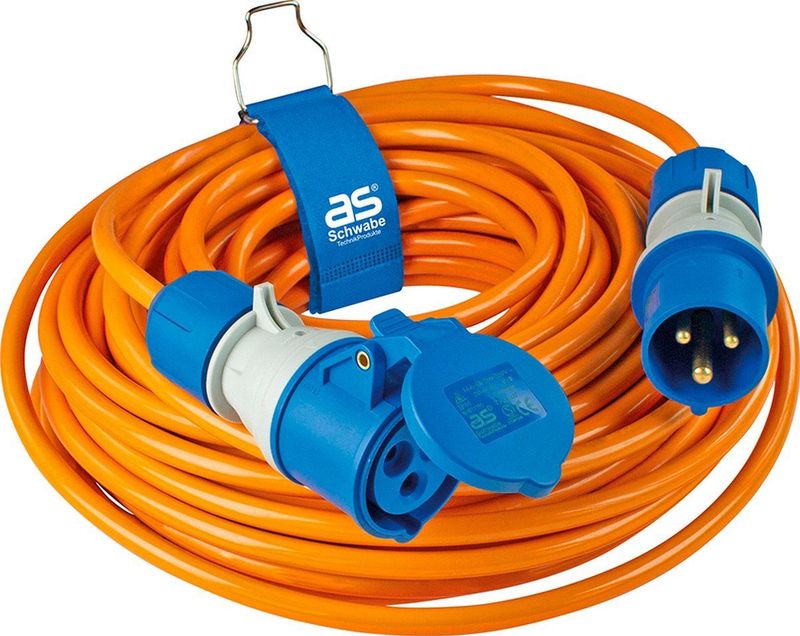 Verlengkabel - 25 m - Oranje - Polyurethaan - Met CEE-stekker en Koppeling