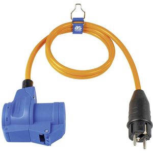 as - Schwabe Camping CEE-adapterkabel 1,5 m oranje - met geaarde stekker - CEE-hoekkoppeling met geaard stopcontact + klapdeksel - 230V, 16A - voor camping en outdoor gebruik - IP44, 62436