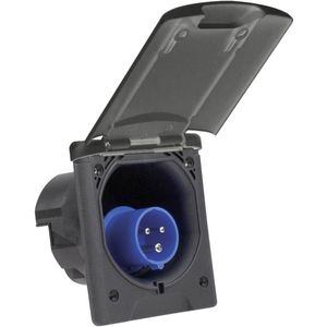 as - Schwabe Camping CEE-caravan-voedingsstekker, 230 V/16 A, campingaanbouwstekker, 3-polige stekker voor caravan, klapdeksel met magneetsluiting, IP44, Made in Germany, antracietgrijs, 62472