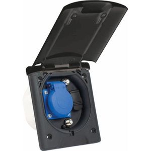 Inbouwstopcontact - Zwart - Kunststof - Voor Camping en Buiten