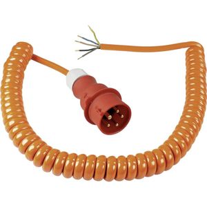 as - Schwabe 70432 Spiraalaansluitkabel, basislengte 1 m, uittrekbaar tot ca. 5 m, bouwplaatskabel, polyurethaan, 400 V, 16 A, CEE-stekker, 50 mm ommanteld