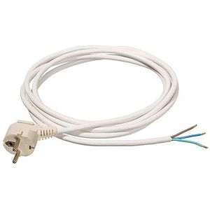 as - Schwabe Aansluitkabel 10 m H05VV-F 3G1,5 verbindingskabel, geaarde hoekstekker met kabel, aansluitkabel 30 mm afgemanteld met adereindhulzen, stroomkabel 230 V, 10 A, IP20, wit, 70807