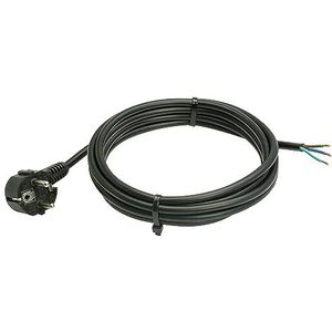 as - Schwabe Aansluitkabel 10 m H05VV-F 3G1,5 verbindingskabel, geaarde hoekstekker met kabel, aansluitkabel 30 mm afgemanteld met adereindhulzen, stroomkabel 230 V, 10 A, IP20, zwart, 70808