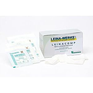 LEINAWERKE 61010 LINACOMP-molkompressen 10 cm x 10 cm, 8-voudig, per paar verzegeld, steriel, 2 stuks