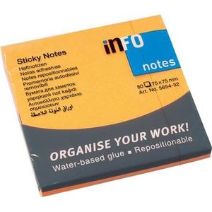 Info sticky notes - Brilliant - 80 vel - 75x75mm - oranje - IN-5654-35