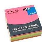 INFO Haftnotizen Brillant, 75 mm x 75 mm, 1 x 320 Blatt, gelb, orange, grün, pink
