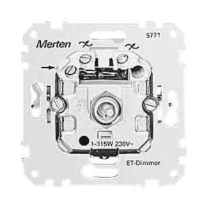 Merten ET-dimmer voor capacitieve belasting, 20-315 W, Drukwisselschakelaar, Zwart, Handmatig