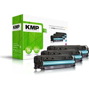 KMP - H-T196 - Tonercassette Combipack - Cyaan, Magenta, Geel - Compatibel