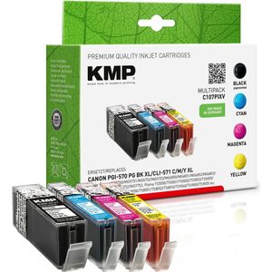 KMP - C107PIXV - Inkt Multipack - Cyaan, Magenta, Geel, Zwart - Compatibel met Canon