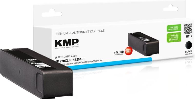 KMP - H117 - Inkt - Zwart - Pigmentbasis - 250 ml