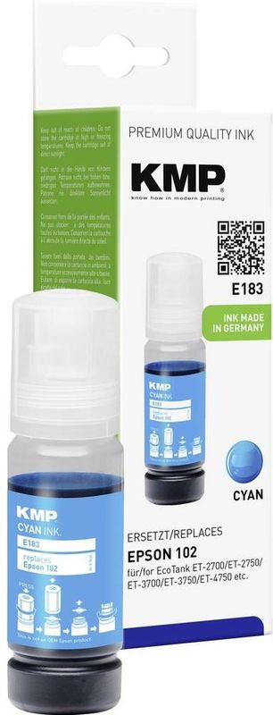 KMP E183 - 70 ml - Cyan - kompatibel - Nachfülltinte (Alternative zu: Epson 102) - für Epson EcoTank ET-15000, 2750, 2751, 2756, 2850, 2851, 2856, 3850, 4750, 4850, 4856