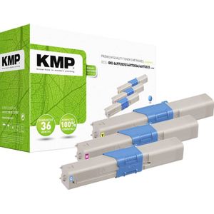 KMP Toner multipack vervangt OKI 44973535, 44973534, 44973533 Compatibel Cyaan, Magenta, Geel 1500 bladzijden O-T37V