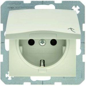 Berker - Schuko Wandcontactdoos - Wit - Kunststof - Met Scharnierende Klep