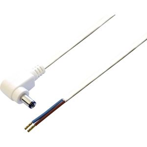DC plug (m) haaks 5,5 x 2,1mm stroomkabel met open einde - max. 7A / wit - 2 meter