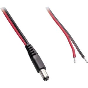 DC plug (m) 5,5 x 2,5mm stroomkabel met open einde - max. 3A / zwart/rood - 0,50 meter