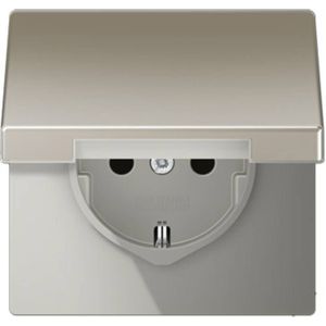 Jung ES1520KIKL Stopcontact met klapdeksel Inzetstuk 1-voudig RVS