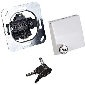 Jung BFKLSLWW, AS1520BFKLSLWW, Schuko-stopcontact, 16 A 250 V, onbreekbaar, met klapdeksel en veiligheidsslot, serie AS 500, alpinewit