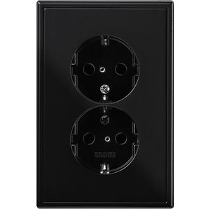 Jung LS990 wandcontactdoos RA dubbel inbouw Glanzend zwart