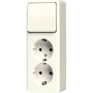 Jung - AP600 - Combinatie Schakelaar/WCD - Crème-wit/Elektrowit - Kunststof - 2 Contactdozen