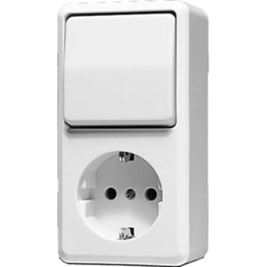 JUNG - Schuko-Stopcontact - Wit - Vlamvertragend Kunststof - 250 Volt, 16 Ampère