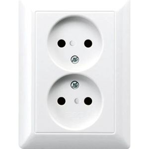 Jung AS500 wandcontactdoos dubbel inbouw Glanzend wit