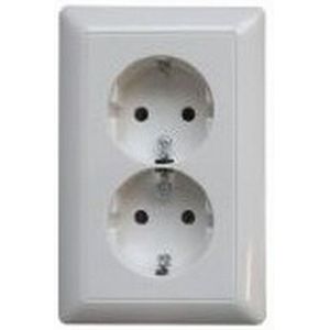 Jung AS500 Inbouw Stopcontact met Randaarde - 2-voudig - Alpin wit / JUNG WCD RA 2V KLEM ALP AS500