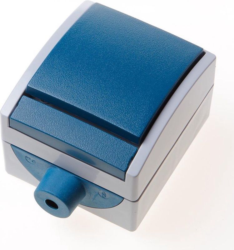 Schakelaar - Blauw - Kunststof - Opbouw - IP44 - 1 Wip