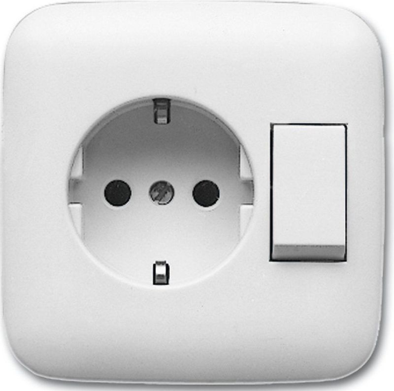 Busch-Jaeger - Combinatie - Stopcontact en Wipschakelaar - Alpijnwit - Kunststof