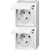 Busch-Jaeger - Schuko Dubbele Wandcontactdoos - Alpine Wit - Opbouw