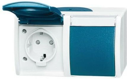 Busch-Jaeger - Wandcontactdoos - Grijs/blauw-groen - Kunststof - 2x Aansluitingen