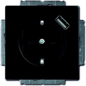 Busch-Jaeger - Schuko/USB Wandcontactdoos - Zwart Mat - Kunststof