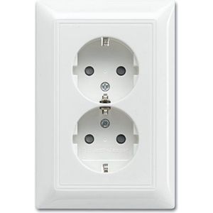 Busch Jaeger - Balance SI - Inbouw Stopcontact - Levend Wit RAL9010 - Dubbel met Kinderbeveiliging