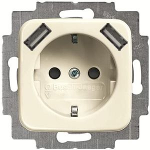 Busch-Jaeger Reflex Wandcontactdoos USB 1V + Randaarde Crème