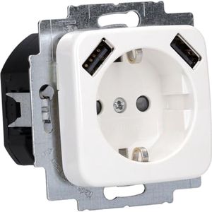 Stopcontact - Wit - Kunststof - IP20 - 2 USB-A Poorten