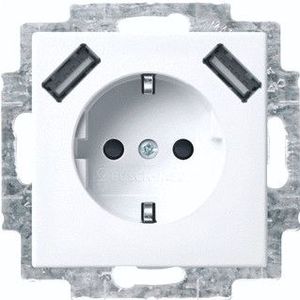 Stopcontact - Wit - Kunststof - Inbouw - IP20 - 2 USB-A Poorten