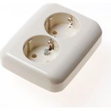 Busch-Jaeger - Reflex - Wandcontactdoos - Crème - Dubbele Half Opbouw WCD