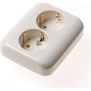 Busch-Jaeger - Reflex - Wandcontactdoos - Crème - Dubbele Half Opbouw WCD