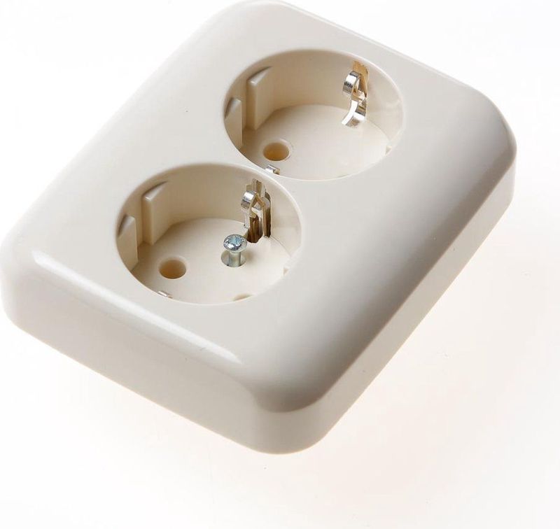 Busch-Jaeger - Reflex - Wandcontactdoos - Crème - Dubbele Half Opbouw WCD
