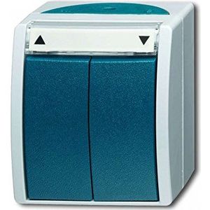 ABB Busch-Jaeger Ocean IP44 opbouw jaloezieschakelaar 10A 250V - grijs/blauwgroen (2601/4 W-53)