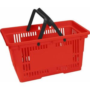 Winkelmandje 28 liter - rood - 2 handgrepen - 10 stuks