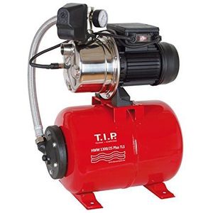 T.I.P. HWW 1300/25 Plus TLS 31158 Hydrofoorpomp met drukvat, 1.200 watt, debiet van 4.350 l/u, max. opvoerhoogte/max. druk van 50 m/5,0 bar, droogloopbeveiliging, stalen drukvat van 22 liter