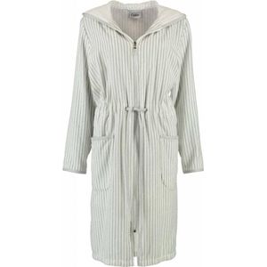 Cawö - 6416 - Badjas - Grijs - 100% Velours Katoen, Ritssluiting, 2 Zakken, Capuchon