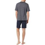 TOM TAILOR - Gestreepte Herenshorty - Korte Pyjamaset - Donkerblauw - Grijs - Katoen
