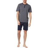 TOM TAILOR - Gestreepte Herenshorty - Korte Pyjamaset - Donkerblauw - Grijs - Katoen