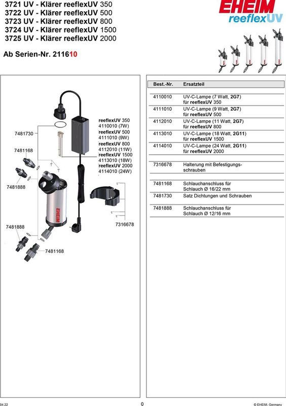 Eheim Reeflex Uv 2000 1200-2000 Ltr
