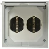 ABL Sursum vloerstopcontact met klapdeksel 2 voudig - 16A 230V - grijs