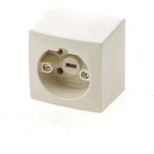 ABL Perilex Wandcontactdoos 16A 230V - Opbouw - 49xx67x67mm (LxBxH) - Crème