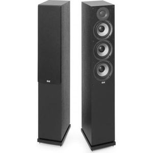 ELAC Debut 2.0 staande luidspreker F5.2, box voor muziekweergave via stereo-installatie, 5.1 surround soundsysteem, uitstekend geluid en hoogwaardig design, 3-weg luidspreker, zwart decor