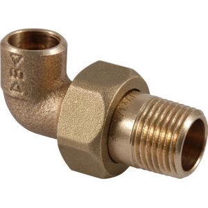 Conex soldeer kniekoppeling conisch 3-delig brons 1/2"x15mm