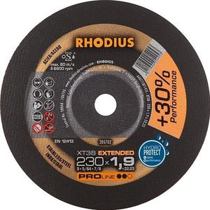 Rhodius XT38 205702 Doorslijpschijf recht 230 mm 1 stuk(s) RVS, Staal